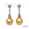 Approx. 11.0 mm, Gold South Sea Pearl, Dangle Pearl, Stud Earrings