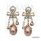 Approx. 5.0 - 10.0 mm, Freshwater Pearl, Royal Fleur-De-Lis Dangle Pearl, Stud Earrings