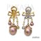Approx. 5.0 - 10.0 mm, Freshwater Pearl, Royal Fleur-De-Lis Dangle Pearl, Stud Earrings
