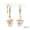Approx. 8.0 mm, Freshwater Pearl, Vivian Pearl, Fish Hooks Earrings