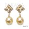 Approx. 9.0 mm, Gold South Sea Pearl, "Fold" Dangle Pearl Stud Earrings