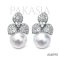 Approx. 9.5 mm up, Sumo, Akoya Pearl, Three Petals Diamond Pearl, Stud Earrings