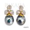 11.3 mm and 11.4 mm, Ariake Robert Wan, Three Petals Diamond Pearl, Stud Earrings