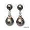 (GIA) 8.04 mm and 8.10 mm, Tahitian Pearl, Pearl Dot Dangle Maki-e Pearl, Stud Earrings