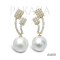 12.2 mm and 12.5 mm, South Sea Pearl, Double Moissanite Pack Dangle Pearl, Std Earrings