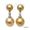 Approx. 9.0 - 12.0 mm, Gold South Sea Pearl, Pearl Stud Earrings Dangle Pearl