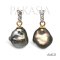 Approx. 8.0 mm, Keshi Tahitian Pearl, Three Stones Dangle Pearl, Stud Earrings