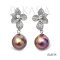 Approx. 12.0 mm, Edison Pearl, Flower CZ Dangle Pearl, Stud Earrings