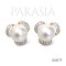 (PSL) Approx. 8.4 mm, Aurora Phoenix, White South Sea Pearl, Three Petals Diamond Pearl, Stud Earrings