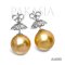 Approx. 12.0 mm up, Gold South Sea Pearl, Stud Earrings