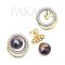 (PSL) 9.2 mm and 9.3 mm, Aurora Sunset Black, Pearl Stud Earrings with Halo Diamond Jacket
