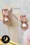 ต่างหูมุกเพตรา กระเปาะสี่เหลี่ยมจัมโบ้ พลอยแท้ Rose Quartz 3.8 ct มุกน้ำจืดคัดเกรด สีพีช ทรงบารอก ขนาด 11-12 mm เกรด AA+ ตัวเรือนเงินแท้ 92.5 ชุบ Pink Gold / E855 / 3.2.64