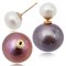 9.0 - 9.5 mm and 15.9 - 16.9 mm, Edison Pearl, Front Back Twin Pearl Double Stud Earrings