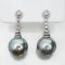 Approx. 14.42 - 14.58 mm, Tahitian Pearl [Summer Shadow], Pagoda Dangle Pearl Stud Earrings