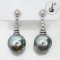 Approx. 14.42 - 14.58 mm, Tahitian Pearl [Summer Shadow], Pagoda Dangle Pearl Stud Earrings