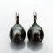 Approx. 9.29 - 9.40 mm, Tahitian Pearl, Stud Crescent Dangle Earrings