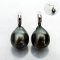 Approx. 9.29 - 9.40 mm, Tahitian Pearl, Stud Crescent Dangle Earrings