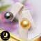 ต่างหูมุกติดหู 2 สหาย มุก South Sea และ ตาฮิติ สี ดำ-ทอง ทรงกลม ขนาด 12 mm เกรด AA+ ตัวเรือนเงินแท้ 92.5 ชุบทองคำขาว / LZFN- A088 / ง088