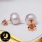 ต่างหูมุกติดหู มุกน้ำจืดคัดเกรด สีม่วงชมพู-โอลด์โรส ทรงซาลาเปา ขนาด 12 mm เกรด AA ตัวเรือนเงินแท้ 92.5 ชุบ Pink Gold / LZFN-A093 / ง093