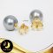 ต่างหู Stud ติดหู มุกตาฮิติน้ำเค็มคัดเกรด สีเทา ทรงกลม ขนาด 12-13 mm เกรด AAA ตัวเรือนเงินแท้ 92.5 ชุบทอง / LZFN-A258 / ง258