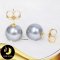 ต่างหู Stud ติดหู มุกตาฮิติน้ำเค็มคัดเกรด สีเทา ทรงกลม ขนาด 12-13 mm เกรด AAA ตัวเรือนเงินแท้ 92.5 ชุบทอง / LZFN-A258 / ง258