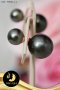 ต่างหูติดหู Style ดิออร์ มุกตาฮิติคัดเกรด สีดำ ทรงกลม ขนาด 8-13 mm เกรด AA ตัวเรือนเงินแท้ 92.5 ชุบ Pink Gold / E852 / 7.2.64