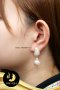 ต่างหูถั่วประดับเพชร มุกน้ำจืดคัดเกรด สีพีช-โอลด์โรส ทรงบารอก ขนาด 12 mm เกรด AA+ ตัวเรือนเงินแท้ 92.5 ชุบทอง ประดับเพชร CZ และพลอยสังเคราะห์  / E872 / 7.2/64