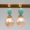 Approx. 13.0 mm, Gold South sea Pearl, Stud Turquoise Dangle Pearl Earrings