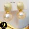 ต่างหู Stud แป้นสี่เหลี่ยมพ่นทราย ห้อยมุก Edison คัดเกรด สีพีช-โอลด์โรส ทรงกลม ขนาด 8-9 mm เกรด AA+ ตัวเรือนเงินแท้ 92.5 ชุบทอง พ่นทราย /ตก017 / 10.3.64