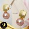 ต่างหู Stud แป้นสี่เหลี่ยมพ่นทราย ห้อยมุก Edison คัดเกรด สีพีช-โอลด์โรส ทรงกลม ขนาด 8-9 mm เกรด AA+ ตัวเรือนเงินแท้ 92.5 ชุบทอง พ่นทราย /ตก017 / 10.3.64