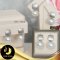 ต่างหู Stud แป้นสี่เหลี่ยมพ่นทราย ห้อยมุก Edison น้ำจืดคัดเกรด สีขาว ทรงกลม ขนาด 10 mm เกรด AA+ ตัวเรือนเงินแท้ 92.5 ชุบทองคำขาว / ตก018 / 7.3.64
