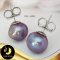 ต่างหู Stud ติดหูมุกเม็ดเดี่ยว มุก Ripple Pearl น้ำจืดคัดเกรด สีม่วง ทรงบารอก ขนาด 10-11 mm เกรด AA+ ตัวเรือน Stud ติดหู เงินแท้ 92.5 ชุบทองคำขาว / ตก033 / 10.3.64
