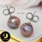 ต่างหู Stud ติดหูมุกเม็ดเดี่ยว มุก Ripple Pearl น้ำจืดคัดเกรด สีม่วง พีช-โอลด์โรส ทรงบารอก ขนาด 9-10 mm เกรด AA+ ตัวเรือนเงินแท้ 92.5 ชุบทองคำขาว  / ตก035 / 10.3.64