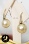 ต่างหู Fish Hooks กรวยเกลี้ยงใหญ่ มุก South Sea สีทอง - Light Gold ทรงเกือบกลม ขนาด 11 mm เกรด AA+ ตัวเรือน Fish Hooks เงินแท้ 92.5 ชุบทอง  / ตก046 / 17.3.64