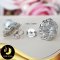 ต่างหู Stud มุกดอกมะลิซ้อนประดับเพชร มุก South Sea สีขาว - White Silver ทรงกลม ขนาด 12 mm เกรด AA+ ตัวเรือนต่างหูเงินแท้ 92.5 ชุบทองคำขาว ประดับเพชร CZ / 17.3.64