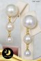 ต่างหูห้อย มุก Edison  3 เม็ด ไล่ขนาด (ใหญ่-เล็ก) มุก Edison น้ำจืดคัดเกรด สีขาว ทรงกลม ขนาด 13-6 เกรด AA+ ตัวเรือนต่างหูเงินแท้ 92.5 ชุบทอง / 4.4.64