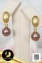 ต่างหูใบเรือห้อยมุกเม็ดเดี่ยว มุก Edison น้ำจืดคัดเกรด สีม่วง ทรงกลม ขนาด 8.5 mm เกรด AA+  ตัวเรือนใบเรือ เงินแท้ 92.5 ชุบทองด้าน / 24.3.64