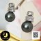 ต่างหู Equality ห้อยมุกตาฮิติน้ำเค็มคัดเกรด สีดำ ทรงกลม ขนาด 9-10 mm เกรด AA ตัวเรือนต่างหู เงินแท้ 92.5 ชุบทองคำขาว ประดับพลอยแท้ White Topaz / 7.4.64