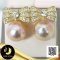ต่างหู Stud ไข่มุกตัวเรือน Neck Bow ประดับพลอยแท้ White Topaz ไข่มุกน้ำจืดคัดเกรด สีม่วง-ชมพู ทรงบารอก ขนาด 11-12 mm เกรด AA ตัวเรือน Neck Bow เงินแท้ 92.5 ชุบทอง ประดับพลอยแท้ White Topaz / 25.4.64
