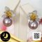 ต่างหูไข่มุก Ripple Pearl ใบไม้ประดับเพชร 2 สี ไข่มุก Ripple Pearl น้ำจืดคัดเกรด สีม่วง ทรงบารอก ขนาด 11 mm เกรด AA+ ตัวเรือนใบไม้เงินแท้ 92.5 ชุบทองคำขาว ประดับเพชร CZ 2 สี / 28.4.64