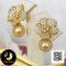 ต่างหูดอกซากุระใหญ่ ประดับเพชร CZ ห้อยไข่มุก South Sea น้ำเค็มคัดเกรด สีทอง Light Gold ทรงกลม ขนาด 11 mm เกรด AA+ ตัวเรือนต่างหูดอกซากุระใหญ่ เงินแท้ 92.5 ชุบทอง ประดับเพชร CZ / 2.5.64