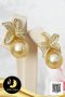 ต่างหูดอกลิลลี่ประดับเพชร CZ ห้อยไข่มุก South Sea น้ำเค็มคัดเกรด สีทอง-Ligh Gold  ขนาด 12 mm เกรด AA+ ตัวเรือนต่างหูดอกลิลลี่ เงินแท้ 92.5 ชุบทอง ประดับเพชร CZ / 5.5.64