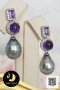 ต่างหูพลอยแท้ Amethyst 2 style ล้อมพลอย White Topaz ห้อยไข่มุกตาฮิติน้ำเค็มคัดเกรด สีดำ-เทา ทรงหยดน้ำ-บารอก ขนาด 9-10 mmเกรด AA+ ตัวเรือนต่างหูเงินแท้ 92.5 ชุบทองคำขาว ประดับ พลอยแท้ Amethyst ทรงบาเก็ตและทรงโดม ล้อมพลอยแท้  ความยาวประมาณ 1.5 cm. / 16.5.64
