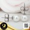 ต่างหู Stud ติดหูไข่มุก Edison น้ำจืดคัดเกรด สีขาว ทรงกลม ขนาด 7.5-8 mm เกรด AA+ ตัวเรือนต่างหู Stud เงินแท้ 92.5 ชุบทองคำขาว / 19.5.64