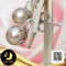 ต่างหูกิ่งเพชร ประดับไข่มุกน้ำจืดคัดเกรด สีม่วง-พีช ทรงเกือบกลม ขนาด 8 mm เกรด AAA ตัวเรือนต่างหูเงินแท้ 92.5 ชุบทองคำขาว ประดับเพชร CZ / 19.5.64