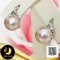 ต่างหูกิ่งเพชร ประดับไข่มุกน้ำจืดคัดเกรด สีม่วง-พีช ทรงเกือบกลม ขนาด 8 mm เกรด AAA ตัวเรือนต่างหูเงินแท้ 92.5 ชุบทองคำขาว ประดับเพชร CZ / 19.5.64