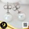 ต่างหู Stud ติดหูไข่มุก South Sea น้ำเค็มคัดเกรด สีขาว ทรงเกือบกลม ขนาด 8 mm เกรด AA+ ตัวเรือนต่างหู Stud เงินแท้ 92.5 ชุบทองคำขาว / 23.5.64