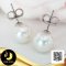 ต่างหู Stud ติดหูไข่มุก South Sea น้ำเค็มคัดเกรด สีขาว ทรงเกือบกลม ขนาด 8 mm เกรด AA+ ตัวเรือนต่างหู Stud เงินแท้ 92.5 ชุบทองคำขาว / 23.5.64