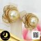 ต่างหูไข่มุกกุหลาบ ประดับเพชร ไข่มุก South Sea น้ำเค็มคัดเกรด สีทอง-Light Gold ทรงกลม ขนาด 11 mm เกรด AA+ ตัวเรือนต่างหูดอกกุหลาบ เงินแท้ 92.5 ชุบทอง ประดับเพชร CZ / 23.5.64
