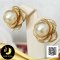 ต่างหูไข่มุกกุหลาบ ประดับเพชร ไข่มุก South Sea น้ำเค็มคัดเกรด สีทอง-Light Gold ทรงกลม ขนาด 11 mm เกรด AA+ ตัวเรือนต่างหูดอกกุหลาบ เงินแท้ 92.5 ชุบทอง ประดับเพชร CZ / 23.5.64